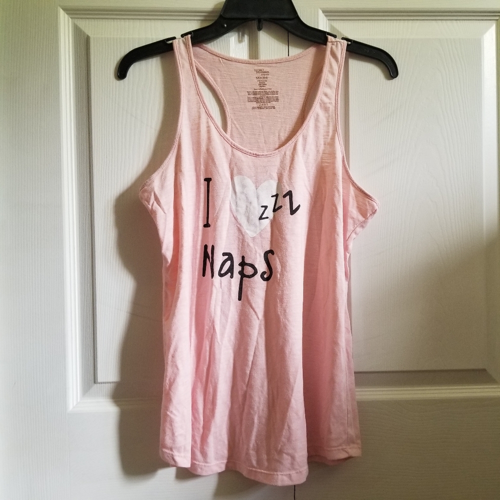 Women's Tank Top Small Pink "I Love Naps" Graphic Racerback
